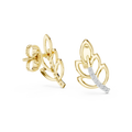 Aurellia Leaf-Vine Diamond Stud Earrings
