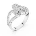 Lysavienne Clustered Three-Stone Pavé Diamond Ring