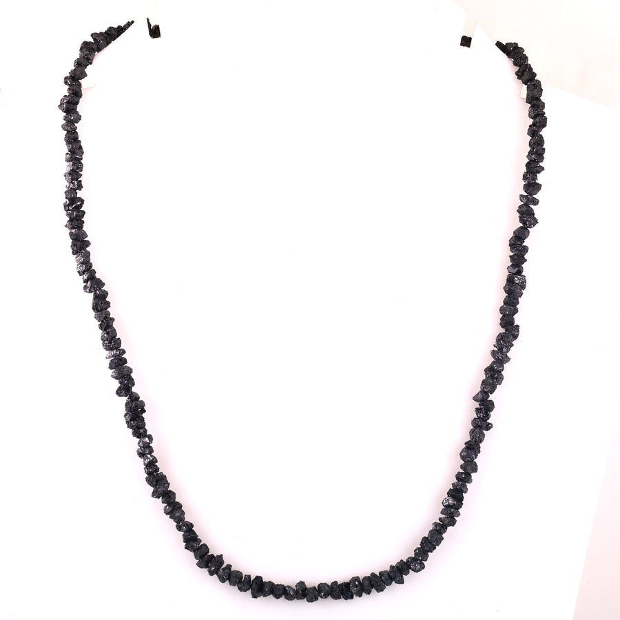 Certified 4mm-6mm Rough Black Diamonds Unisex Necklace in 925 Silver Clasp. Great Shine & Luster. Certified! Free Diamond Studs. - ZeeDiamonds