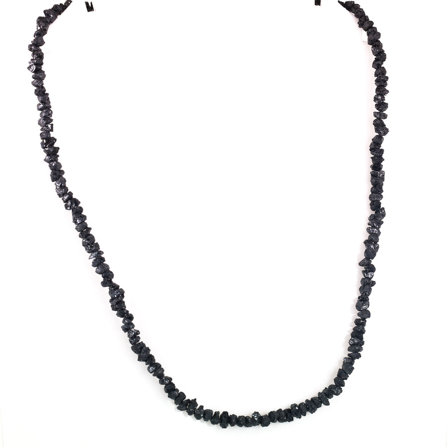Certified 4mm-6mm Rough Black Diamonds Unisex Necklace in 925 Silver Clasp. Great Shine & Luster. Certified! Free Diamond Studs. - ZeeDiamonds