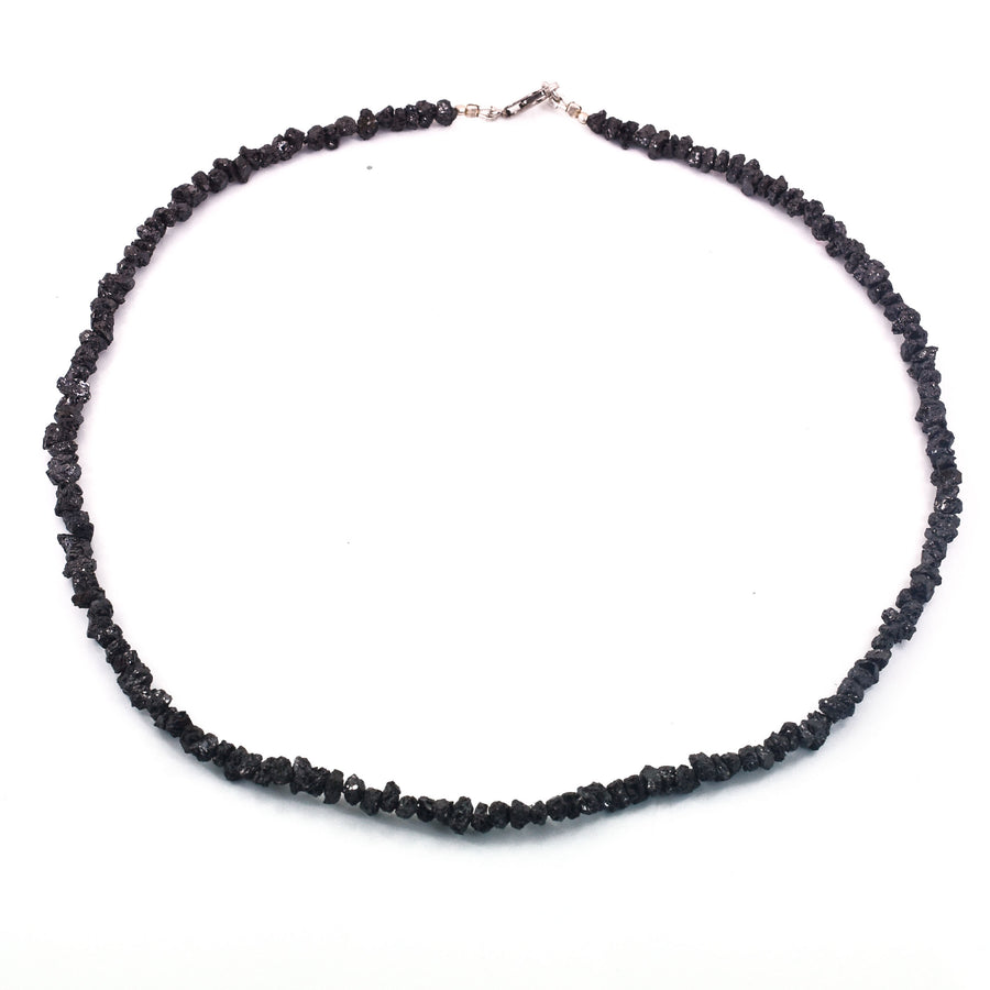 Certified 4mm-6mm Rough Black Diamonds Unisex Necklace in 925 Silver Clasp. Great Shine & Luster. Certified! Free Diamond Studs. - ZeeDiamonds