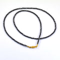 3 mm Round Faceted Black Diamond Beaded Necklace in 925 Silver Clasp. Great Luster! AAA  Certified! Free Diamond Studs. - ZeeDiamonds