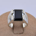 5 Ct Emerald Cut Black Diamond Solitaire Men's Ring in 925 Sterling Silver Anniversary and Wedding Gift - ZeeDiamonds