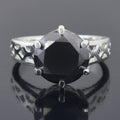 7.35 Carat Certified Black Diamond Solitaire Ring 925 Sterling Silver, Round Brilliant Cut, Customized Finish! - ZeeDiamonds