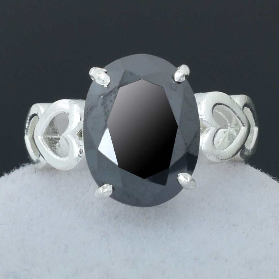 6.05 Ct Oval Cut Black Diamond Solitaire Ring in 925 Sterling Silver Ring, Ideal Birthday Gift, Anniversary Gift , Gift for Girlfriend, Wife - ZeeDiamonds