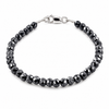 6 mm Black Diamond Beaded Bracelet in 925 Sterling Silver, 6.5–8.5 Inches Ideal Gift for Birthday