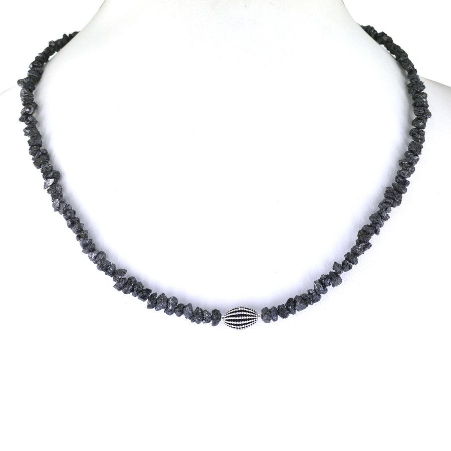 Certified  4 mm Black Rough Diamond Beads Necklace with Bracelet & Earrings Set! Amazing Collection & Gift for Someone Special. Certified! Free Diamond Studs. - ZeeDiamonds