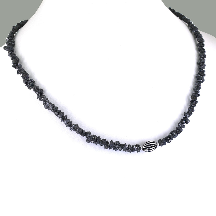 Certified  4 mm Black Rough Diamond Beads Necklace with Bracelet & Earrings Set! Amazing Collection & Gift for Someone Special. Certified! Free Diamond Studs. - ZeeDiamonds