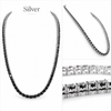 Men's 5–5.5 mm Black Diamond Tennis Necklace in 925 Sterling Silver, 18–24 Inches + Certified! Free Diamond Studs.