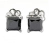 3 Ct AAA Certified Amazing Black Diamond Solitaire Studs in Princess Cut Design with Great Shine