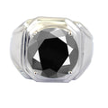 4 ct, 5 ct, 6 ct AAA Certified Round Brilliant Cut Black Diamond Unisex Heavy Ring in 925 Silver. Great Shine & Latest Collection - ZeeDiamonds