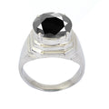 4 ct, 5 ct, 6 ct AAA Certified Round Brilliant Cut Black Diamond Unisex Heavy Ring in 925 Silver. Great Shine & Latest Collection - ZeeDiamonds