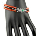 Three Row 3-4mm Black Diamond & Carnelian Gemstone Bracelet in Silver - ZeeDiamonds