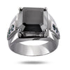 4 Ct Black Diamond Solitaire Ring with Gemstone Accents - ZeeDiamonds