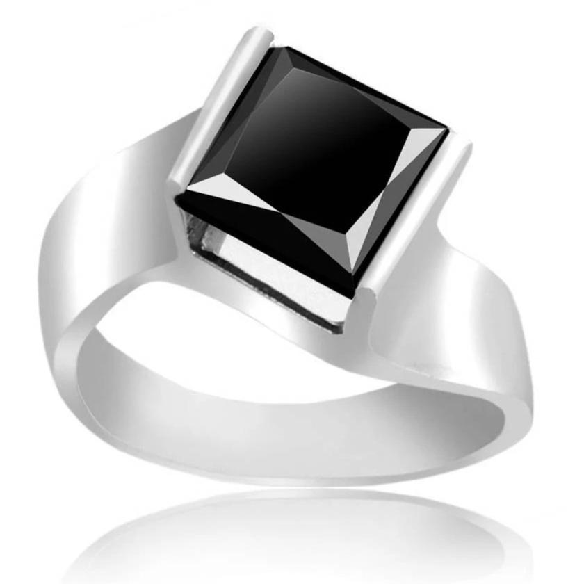 3 Ct, AAA Certified Black Diamond Solitaire Men's Ring - ZeeDiamonds