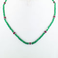 77 Ct Certified Emerald Gemstone Necklace with Ruby Beads, Great Gift - ZeeDiamonds