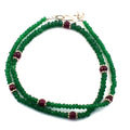 77 Ct Certified Emerald Gemstone Necklace with Ruby Beads, Great Gift - ZeeDiamonds