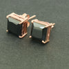 3 Ct AAA Certified Princess Cut Black Diamond Solitaire Studs in Rose Gold Finish, Great Sparkle with Elegant Look