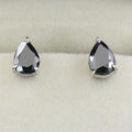 4 Ct Pear Shape Black Diamond Solitaire Studs with 3 Prong Settings - ZeeDiamonds