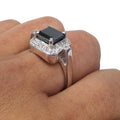 2.5 Ct Princess Cut Black Diamond Ring with White Diamond Accents - ZeeDiamonds