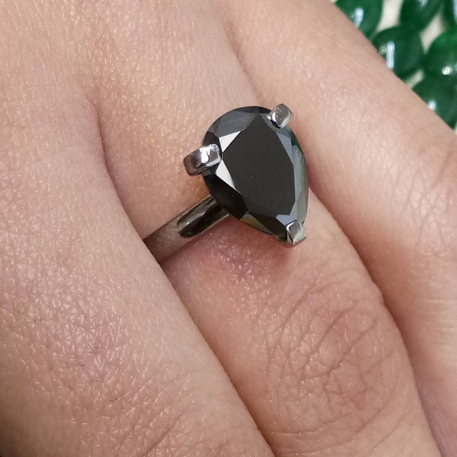 2-5 Cts Pear Shape Black Diamond Engagement Ring - ZeeDiamonds