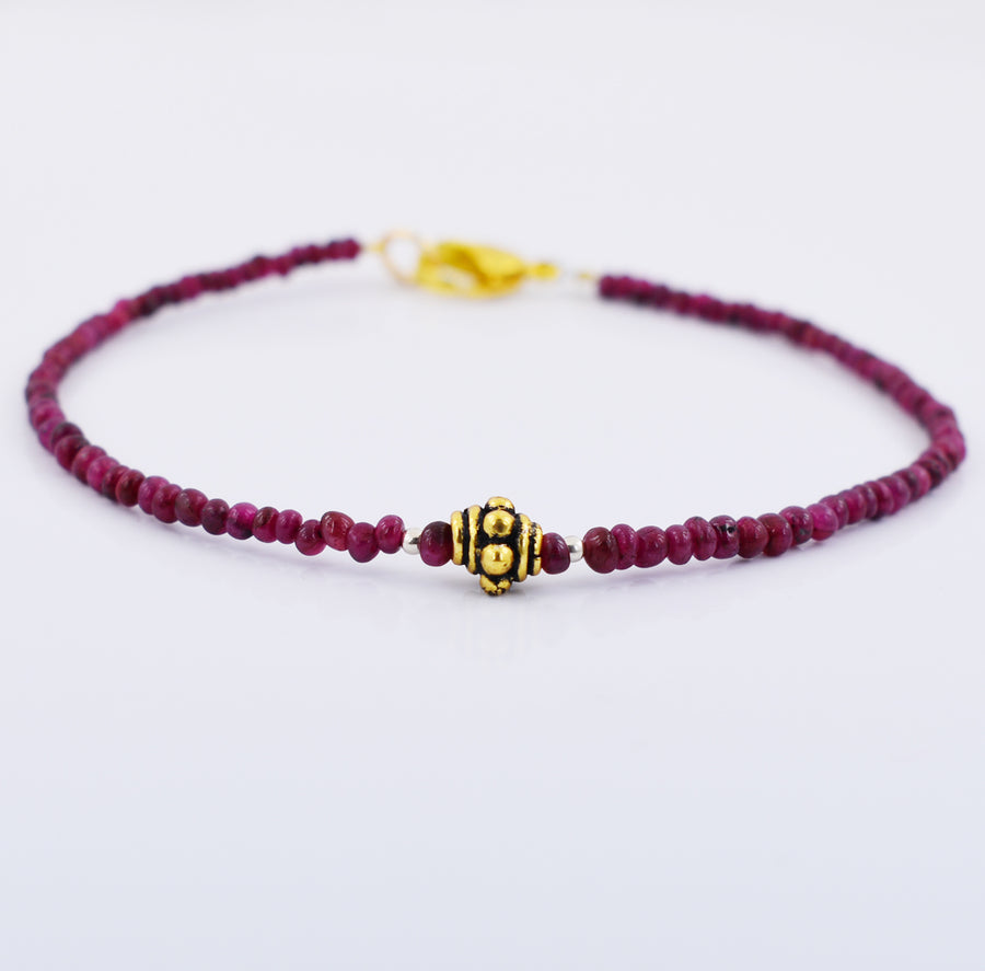 AAA Certified 4 mm Ruby Gemstone Bracelet with Silver Finding - ZeeDiamonds