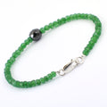 Emerald Gemstone Bracelet With 8 mm Black Diamond Bead, Certified - ZeeDiamonds