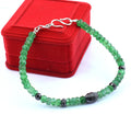 AAA Certified Emerald Gemstone Bracelet With Black Diamond Bead - ZeeDiamonds