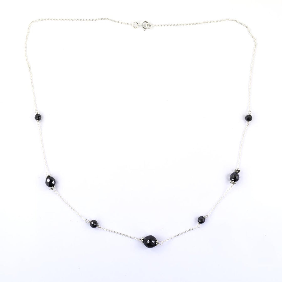4-5mm, Fancy Black Diamond Beads Chain Necklace for Women's - ZeeDiamonds
