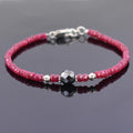 Ruby Gemstone Bracelet with Black Bead & Silver Finding, 100% Certified - ZeeDiamonds