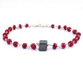 Ruby Gemstone Chain Bracelet with 7 mm Black Diamond Bead, Certified - ZeeDiamonds