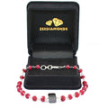 Ruby Gemstone Chain Bracelet with 7 mm Black Diamond Bead, Certified - ZeeDiamonds