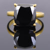 2.75 Ct Certified Cushion Cut Black Diamond Solitaire Ring in Yellow Finish. Very Elegant