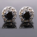 0.50 Ct Each, Certified Black Diamond Designer Accents Studs - ZeeDiamonds