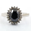3 Ct Very Elegant Black Diamond Designer Ring With Diamond Accents, Great Design & Amazing Look