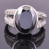 RARE! 9.50 Ct Amazing Black Diamond Ring With Rose Cut Diamond Accents, Great Sparkle & Very Elegant