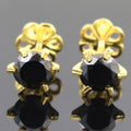 7 mm, 3 Carat Brilliant Cut Black Diamond Solitaire Studs, Great Shine - ZeeDiamonds