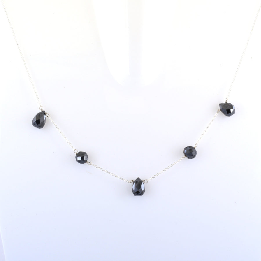 AAA Certified Black Diamond Chain Necklace, Great Shine - ZeeDiamonds
