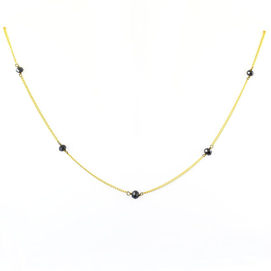 100% Certified 5mm Round Black Diamond Chain Necklace, Excellent Luster - ZeeDiamonds