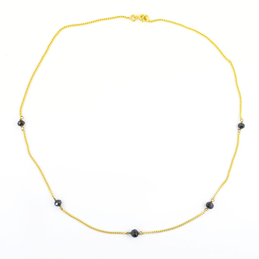 100% Certified 5mm Round Black Diamond Chain Necklace, Excellent Luster - ZeeDiamonds