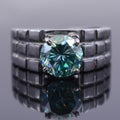 2.50 Ct Blue Diamond Solitaire Men's Band Ring In Black Gold - ZeeDiamonds