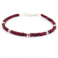 4-5 mm Ruby Gemstone Bracelet with Designer Silver Beads, AAA Certified - ZeeDiamonds