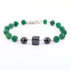 Certified 34 Cts Black Diamond With Emerald Beads Silver Chain Bracelet. Great Style & Luster
