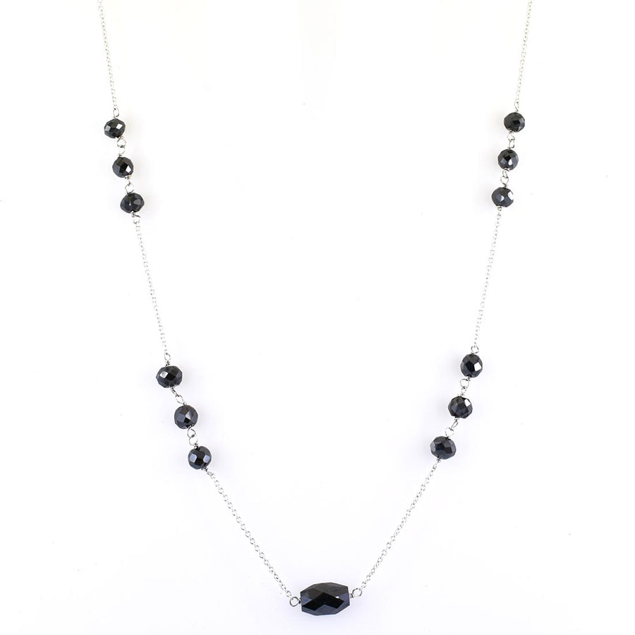 AAA 100 % Certified Elegant Black Diamond Chain Necklace in 925 Silver - ZeeDiamonds