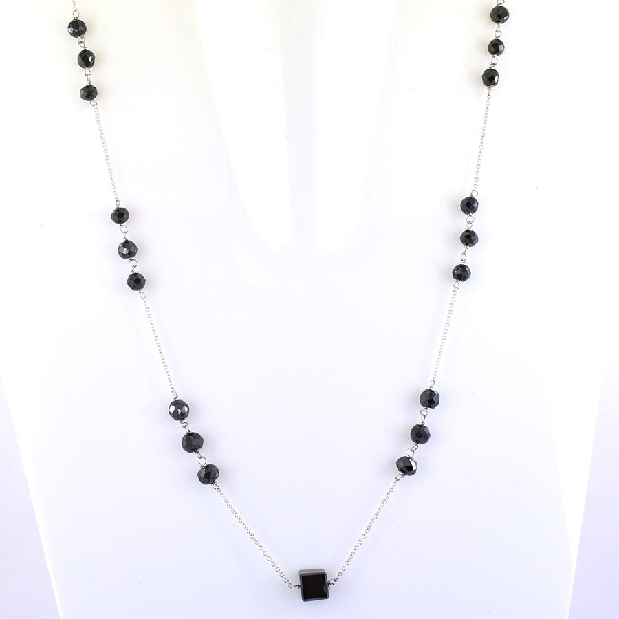 AAA 100 % Certified Stunning Black Diamond Chain Necklace in 925 Silver - ZeeDiamonds