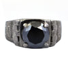 3.05 Ct Certified Black Diamond Solitaire Designer Men's Ring in black Gold Finish, Gift for Wedding