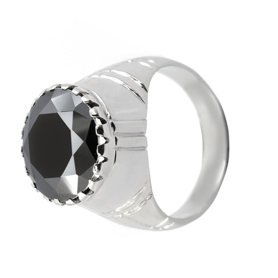 10.5 Ct Black Diamond Solitaire Ring in 925 Sterling Silver - ZeeDiamonds