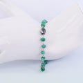 25.70 Ct Cabochon Emerald Chain Bracelet With Black Diamond Bead - ZeeDiamonds