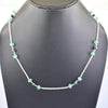 AAA Certified 4 mm Round Black Diamonds with 6 mm Emerald Beads Chain Necklace. Great Shine , Certified! Free Diamond Studs.