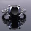 4.25 Ct Cushion Cut Black Diamond Solitaire Cocktail Ring with Diamond Accents, Excellent Cut